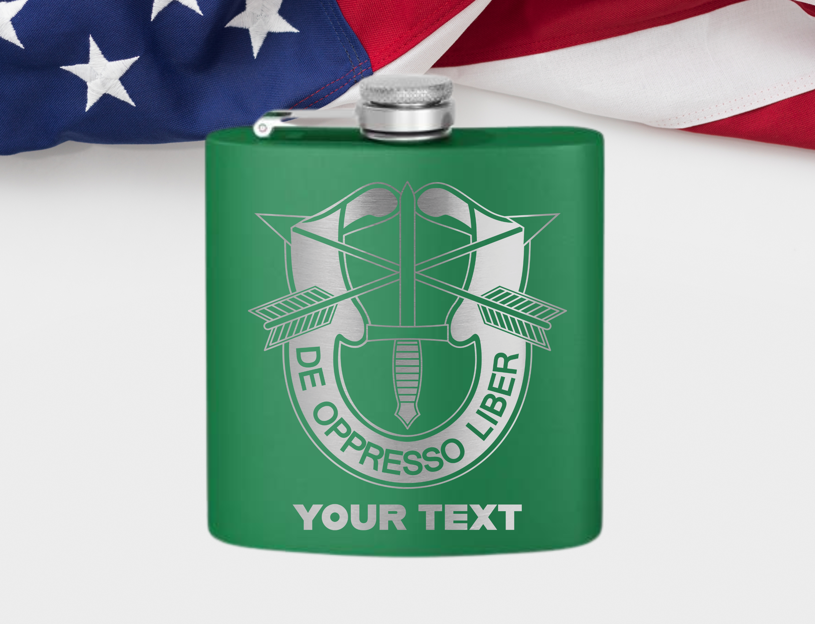 Beautiful U.S. Army Special Forces 6oz Flask Retirement Gift, Green Beret present gift, US Airborne Flask, Handmade US Military Flask gift