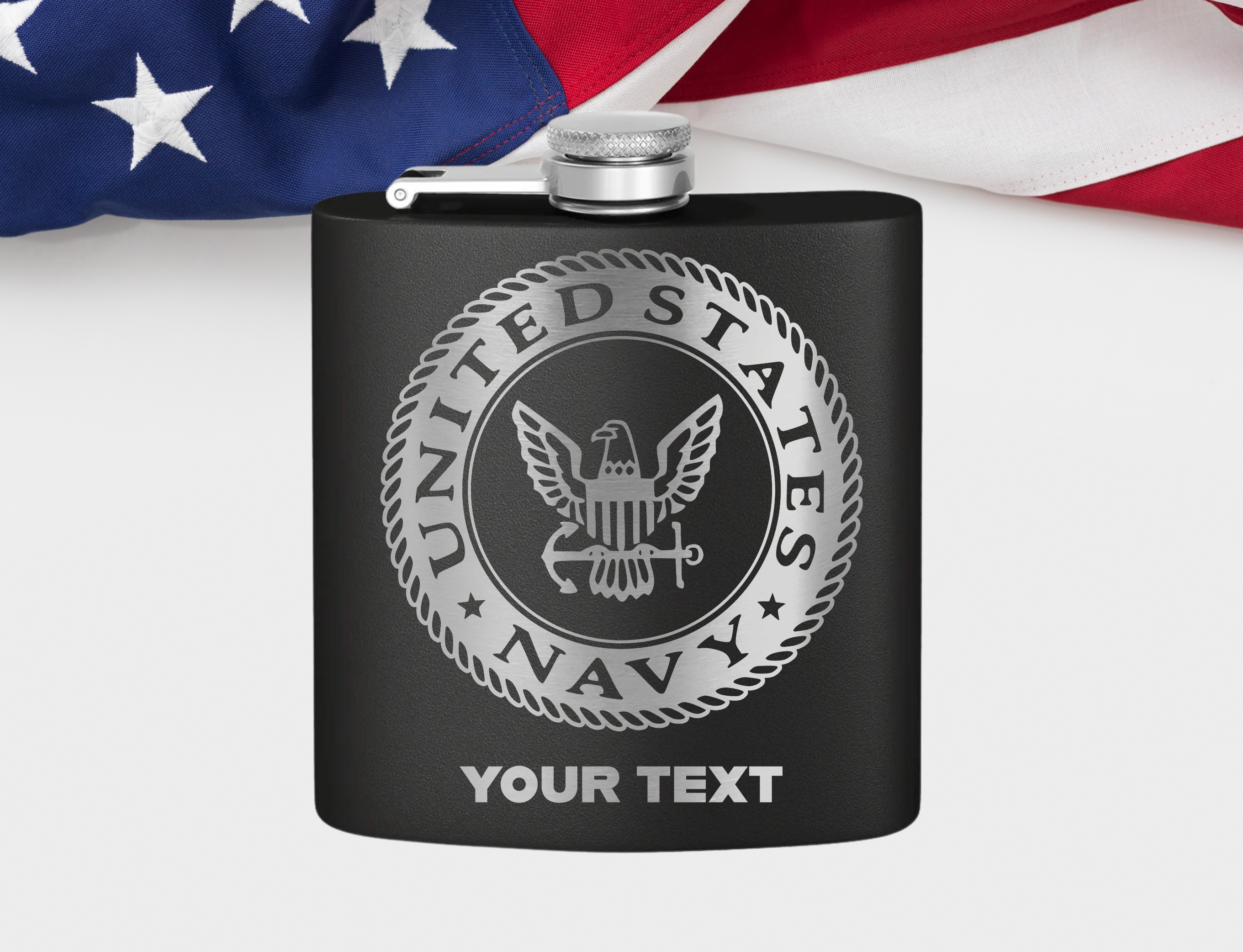 Beautiful Navy 6oz Flask Retirement Gift, US Army Veteran present, Marine Corps Vet gift, US Navy Flask, Handmade US Air Force Flask gift