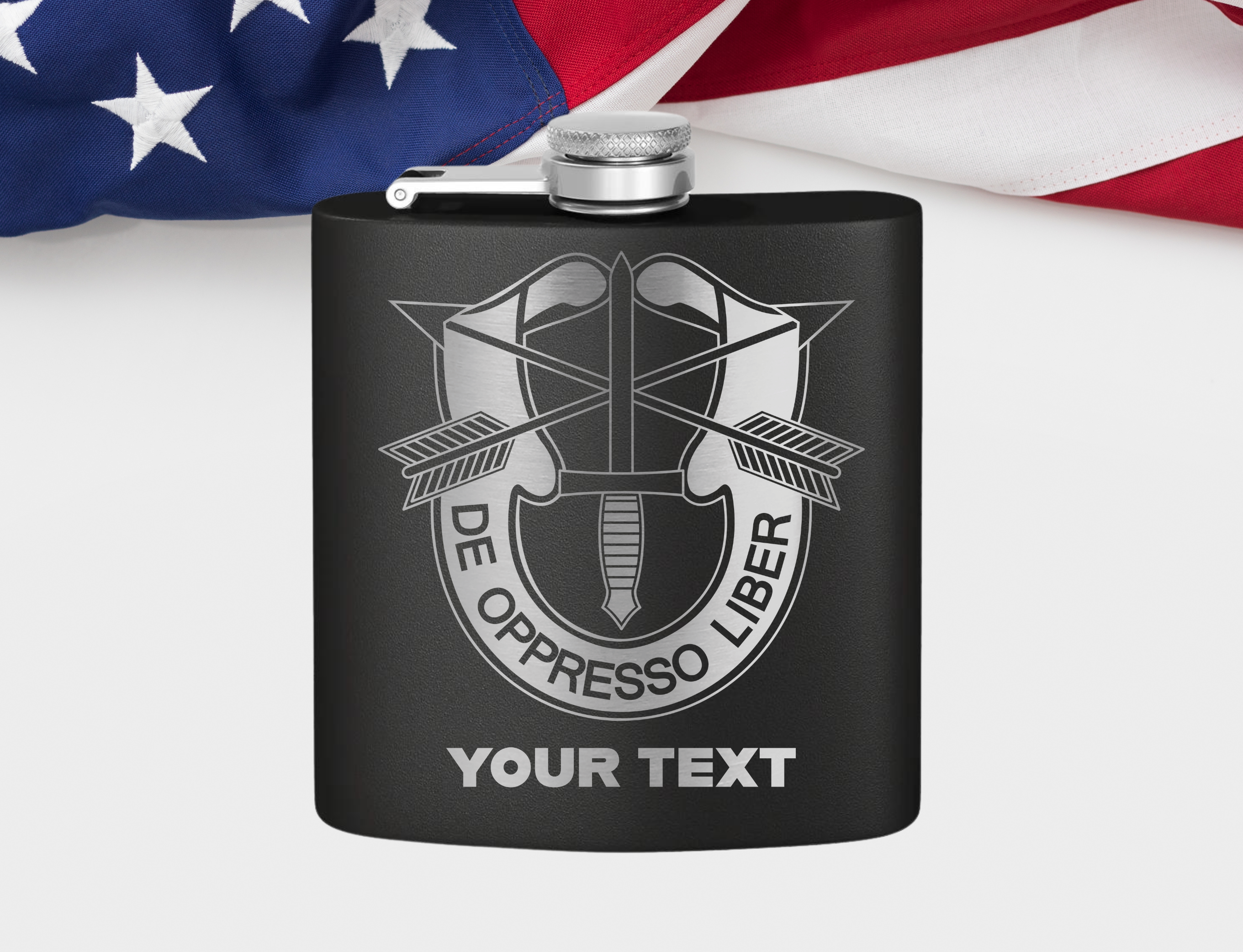 Beautiful U.S. Army Special Forces 6oz Flask Retirement Gift, Green Beret present gift, US Airborne Flask, Handmade US Military Flask gift