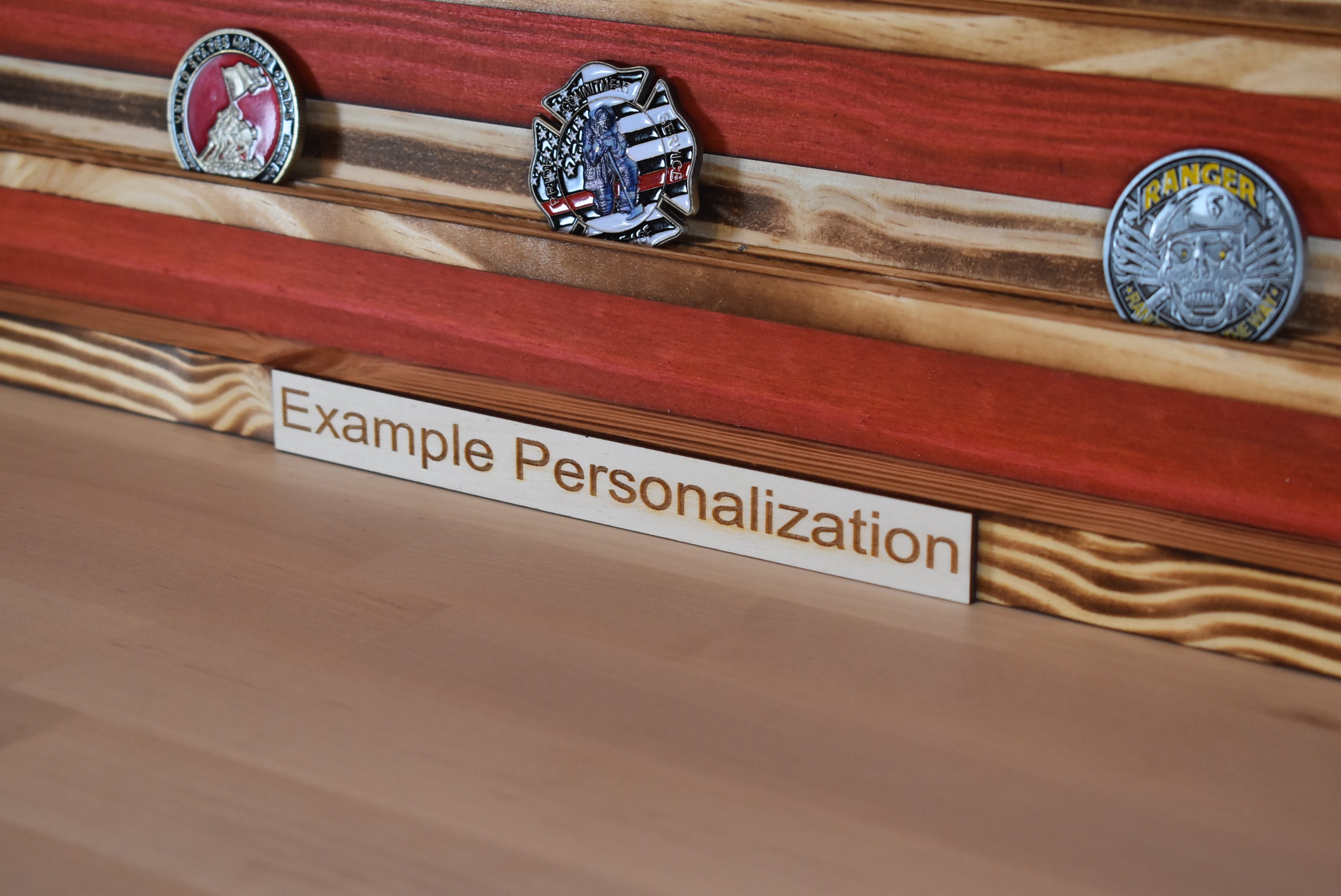 Rustic Air National Guard Wooden Handmade American Challenge Coin Flag Display, Beautiful Air National Guard Challenge Coin Flag 100% Made in the USA.