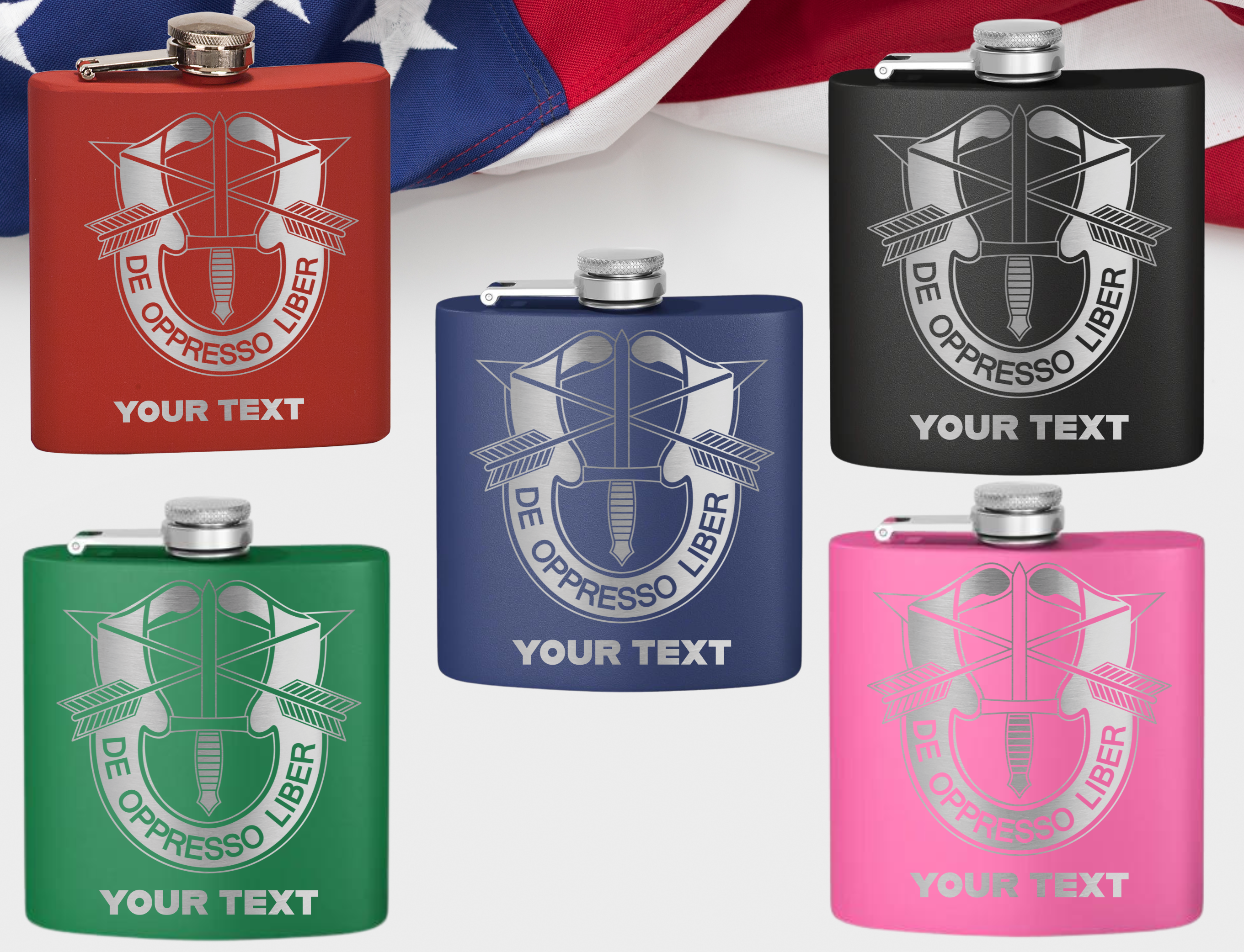 Beautiful U.S. Army Special Forces 6oz Flask Retirement Gift, Green Beret present gift, US Airborne Flask, Handmade US Military Flask gift