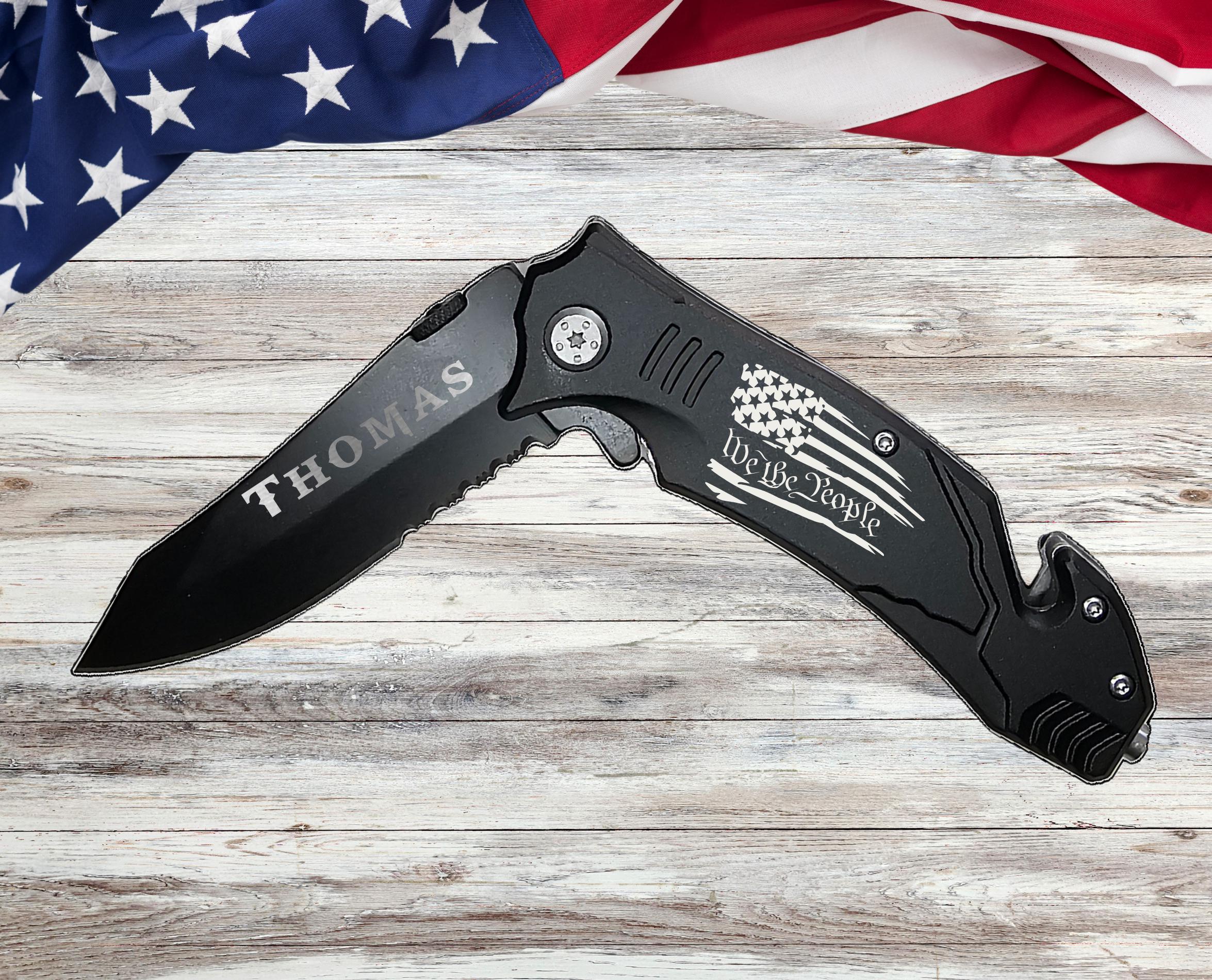 We the People Engraved Personalized Pocket Knife Gifts, Veteran gift for him her, Patriotic Gift for Retired Dad, Fathers Day Veteran gift