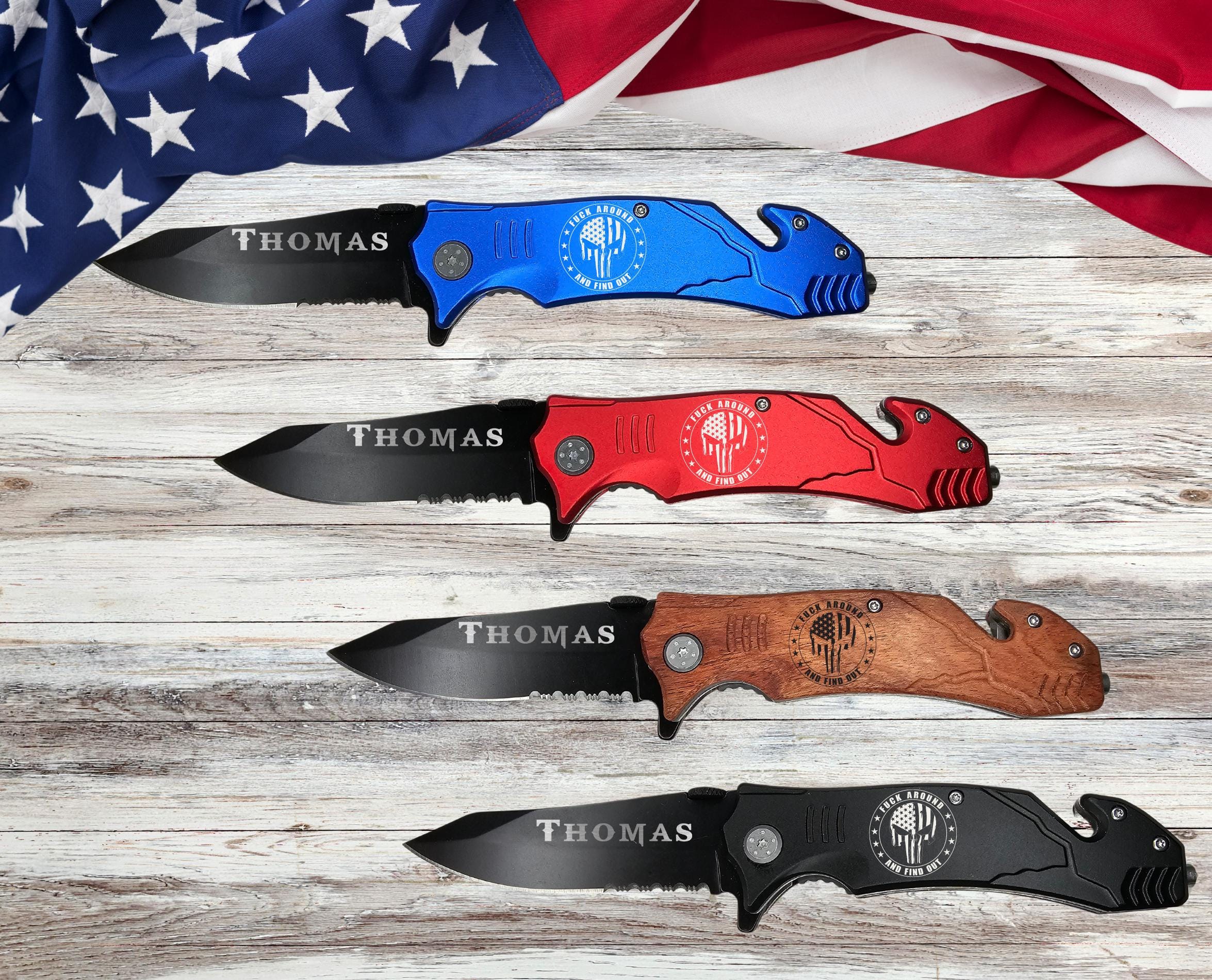 FAAFO Skull Engraved Personalized Pocket Knife Gifts, Punisher gift for him her, Veteran Gift for Retired Dad, Fathers Day Veteran gift