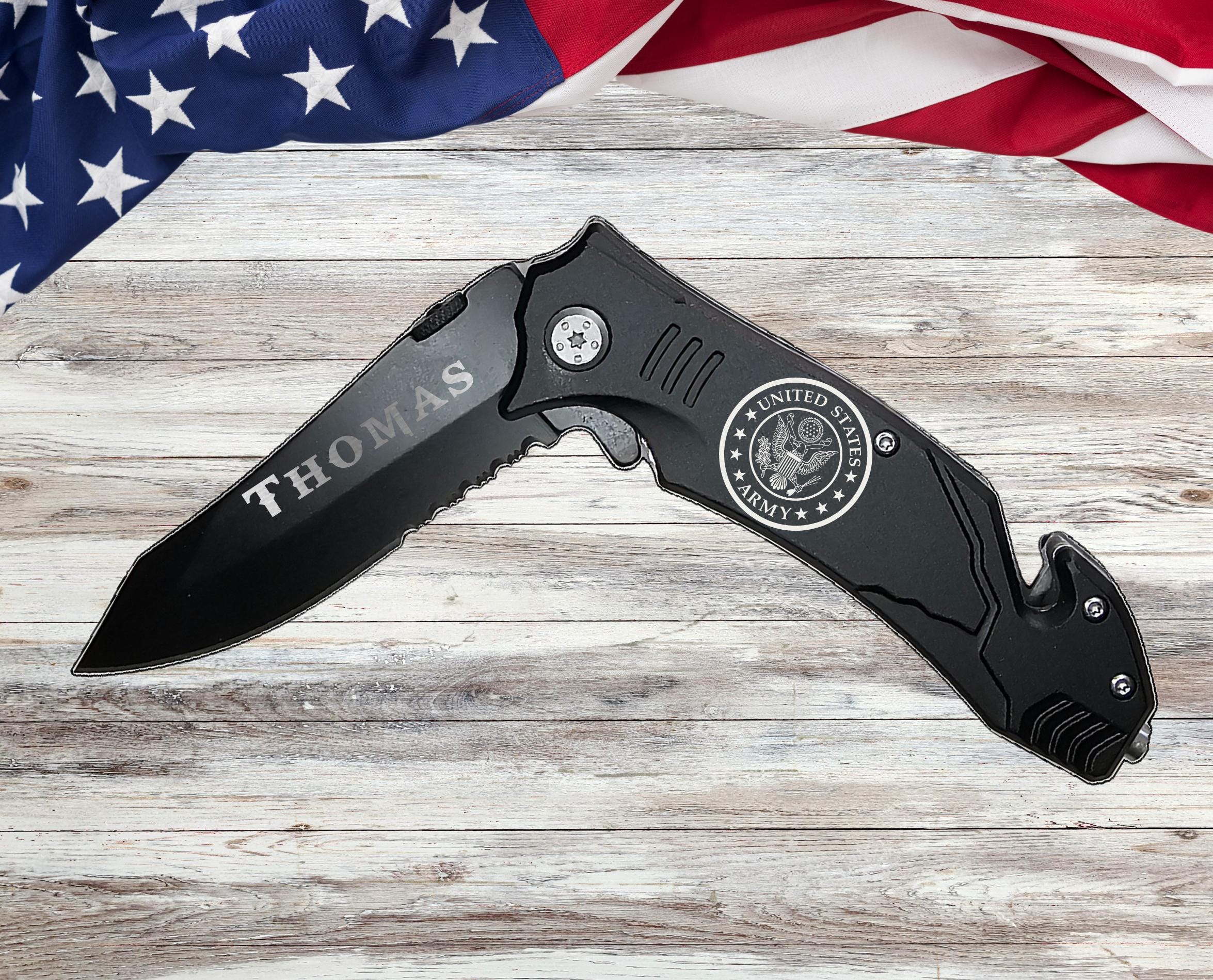 US Army Seal Engraved Pocket Knife Veterans Gifts, Army Ranger gift for him her, Fathers Day Gift Soldier dad, Army Gifts Boyfriend