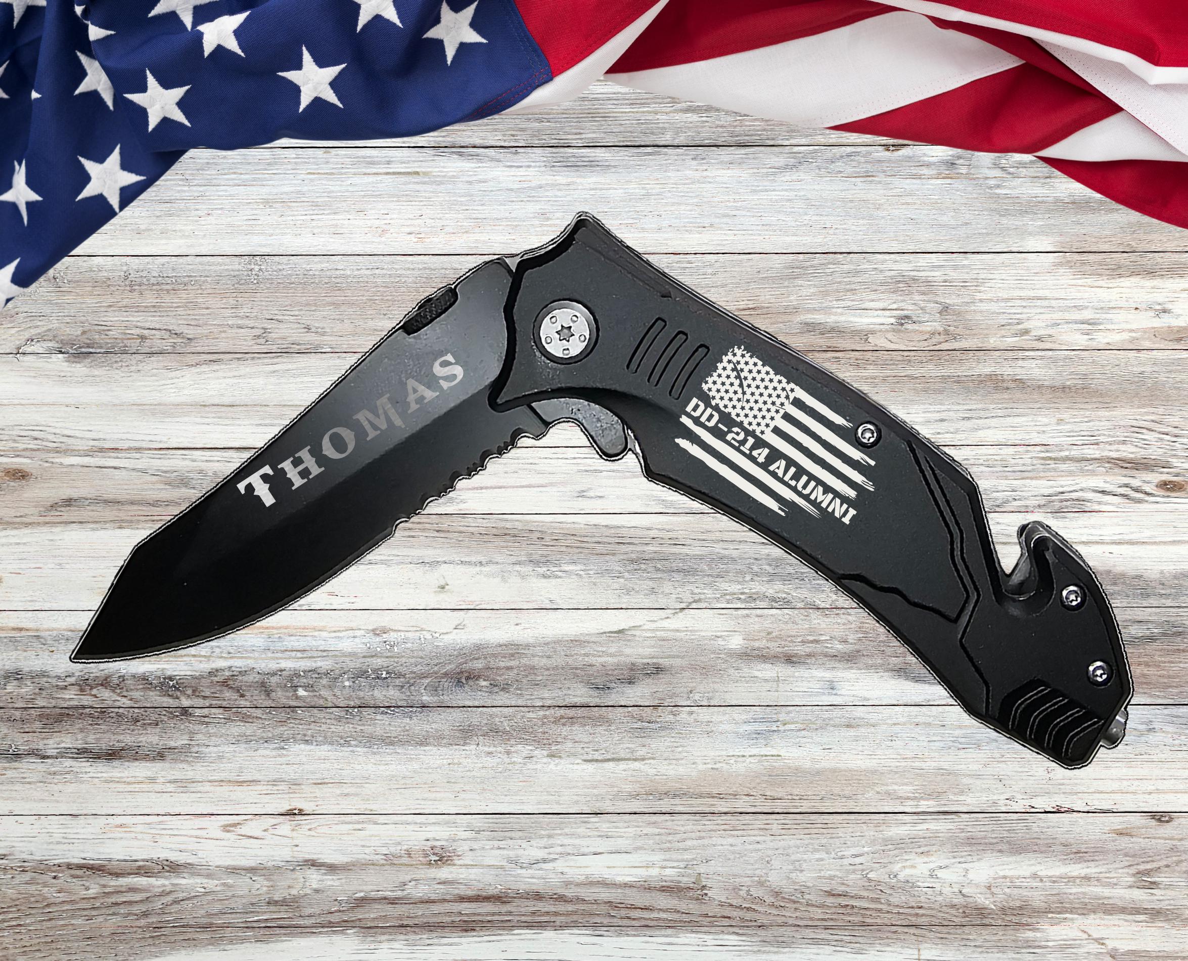 Military DD214 Engraved Pocket Knife maga Gifts, Veteran gift for him her, Marines Gift for Retired Dad, Fathers Day gift DD214 Veteran gift