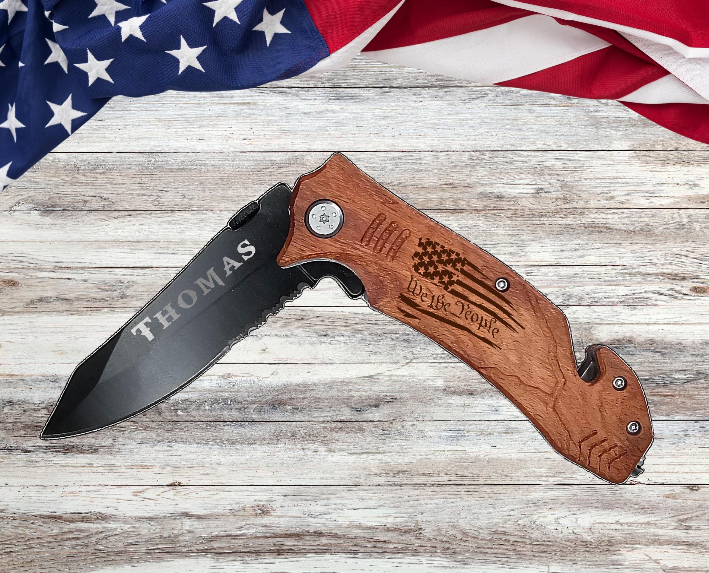 We the People Engraved Personalized Pocket Knife Gifts, Veteran gift for him her, Patriotic Gift for Retired Dad, Fathers Day Veteran gift