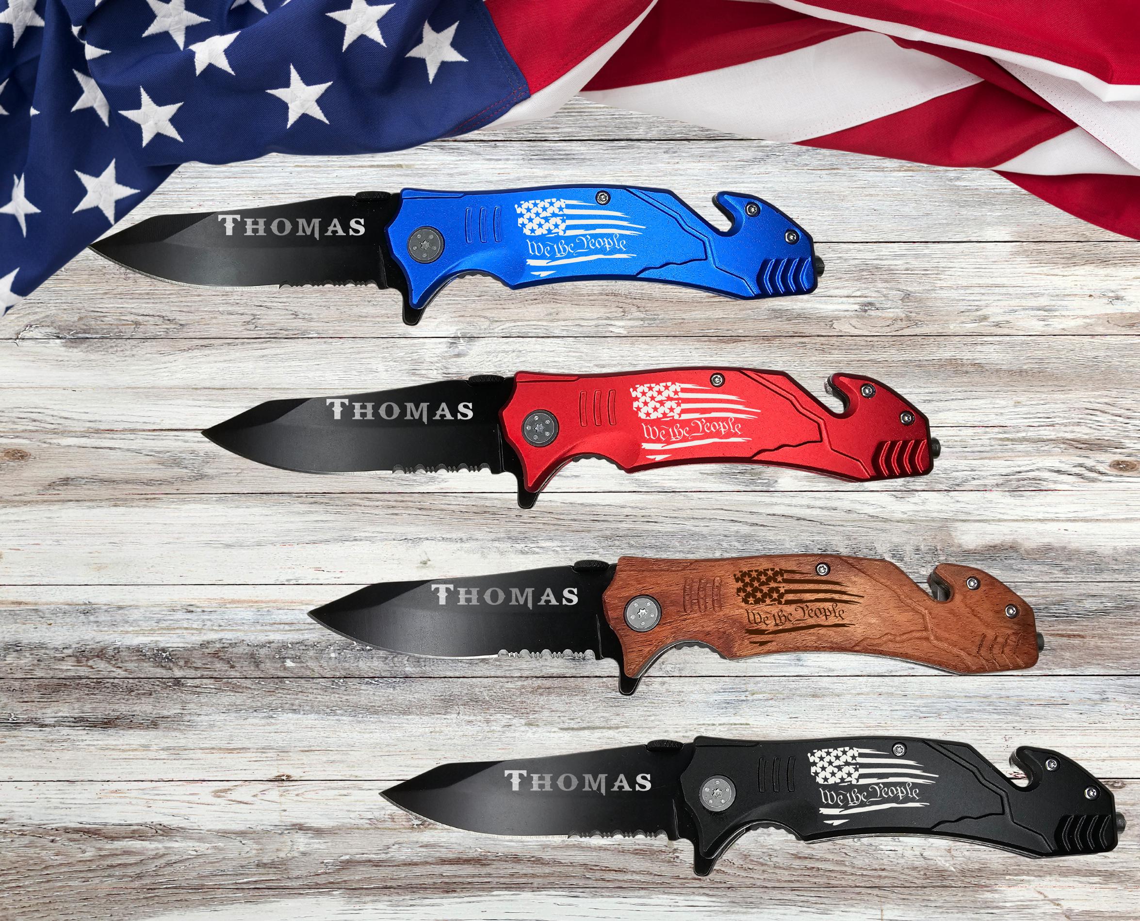 We the People Engraved Personalized Pocket Knife Gifts, Veteran gift for him her, Patriotic Gift for Retired Dad, Fathers Day Veteran gift