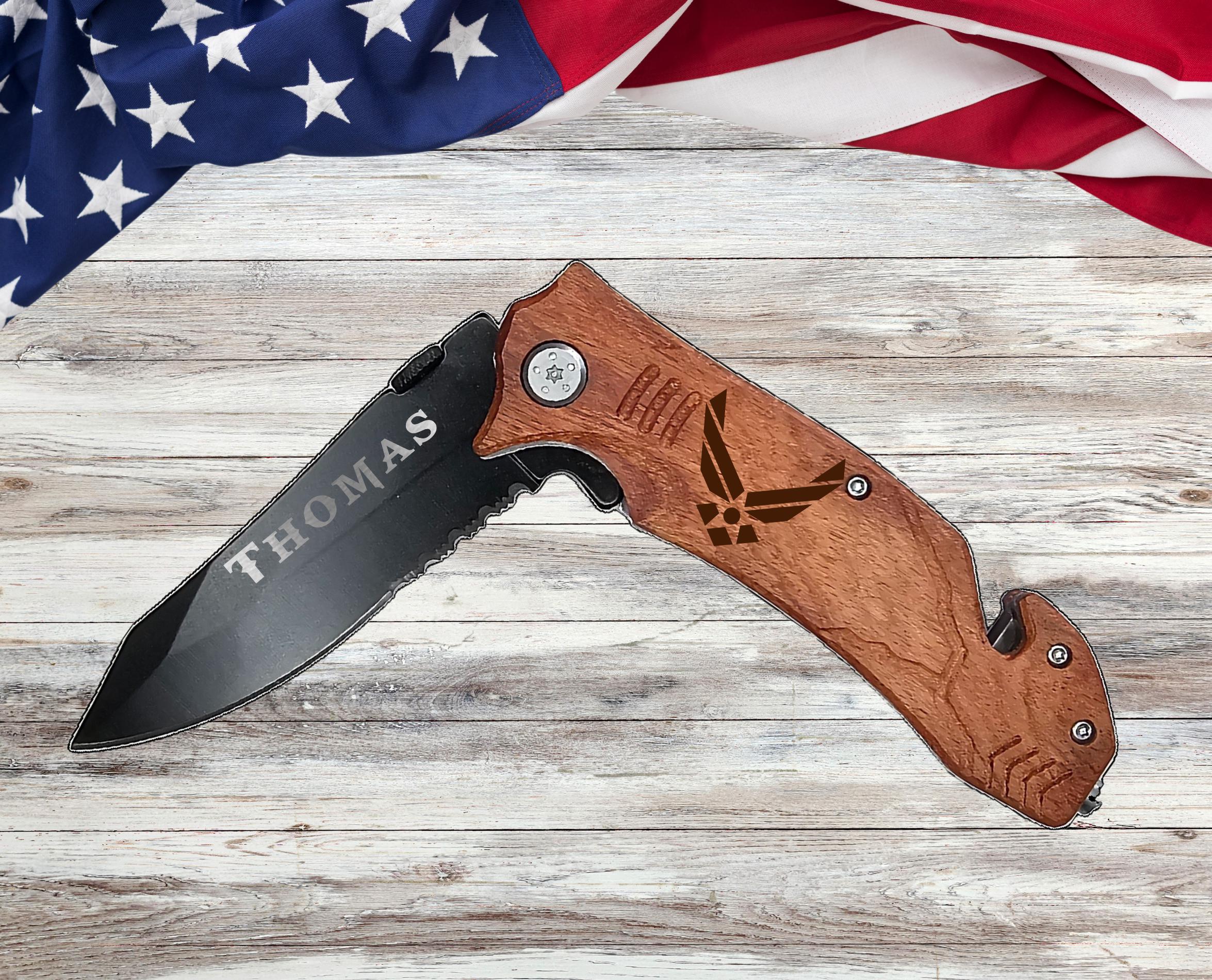 US Air Force Military Personalized Engraved Pocket Knife Veterans Gifts, USAF Veteran gift for him her, Fathers Day Gift for Soldier Dad