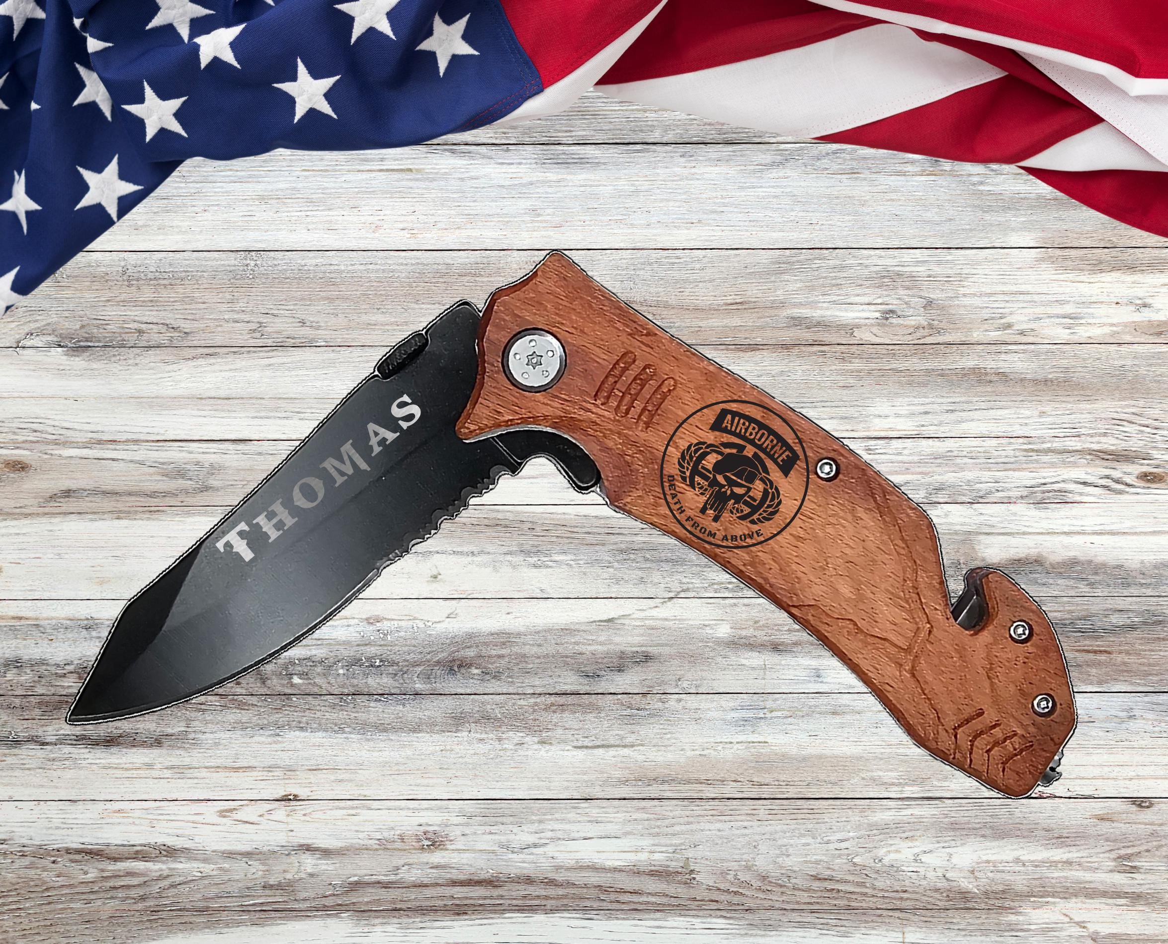 US Army Airborne Engraved Pocket Knife Veterans Gifts, Army 82nd gift for him her, Fathers Day Gift Soldier Gift Boyfriend Death from Above