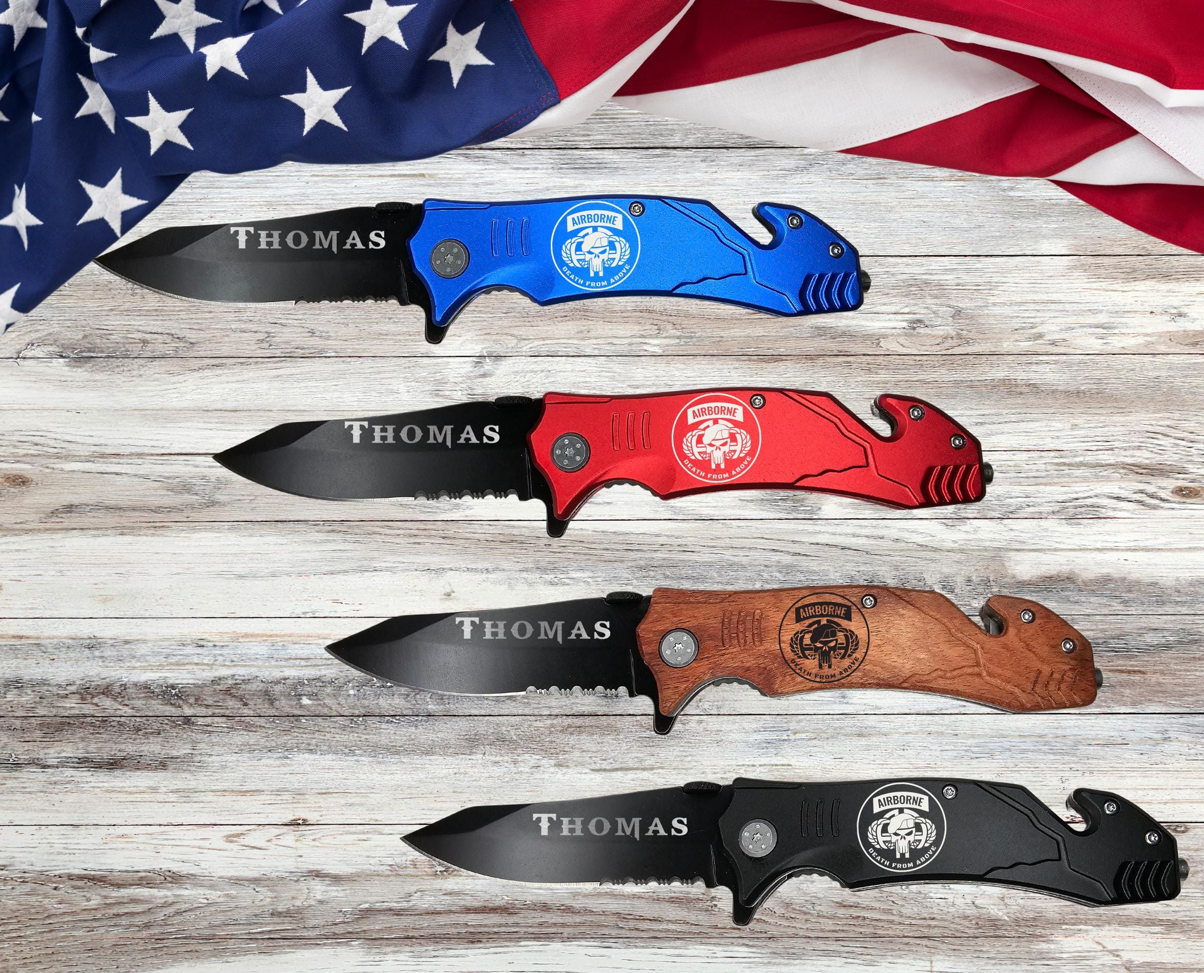 US Army Airborne Engraved Pocket Knife Veterans Gifts, Army 82nd gift for him her, Fathers Day Gift Soldier Gift Boyfriend Death from Above