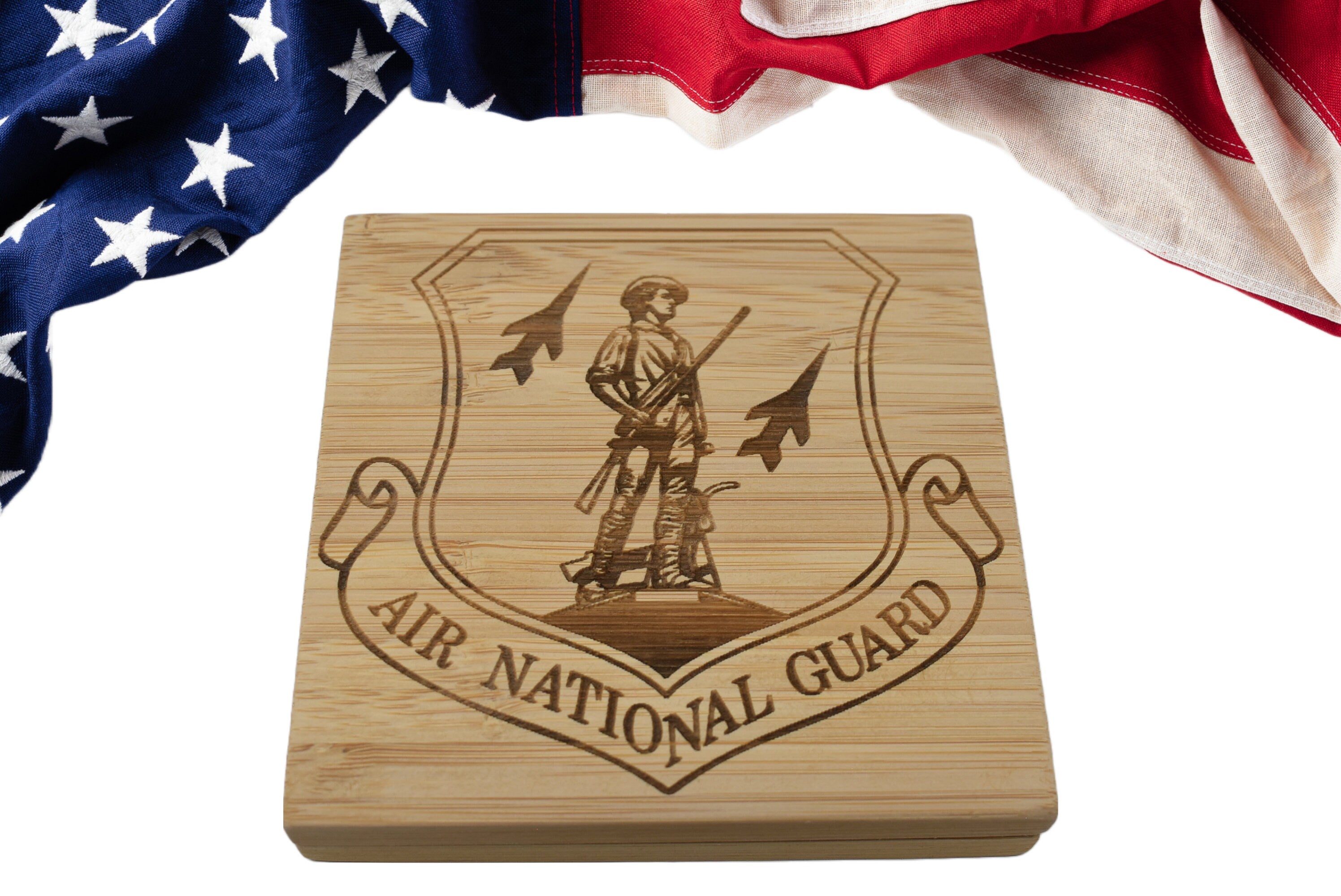 Air National Guard Coaster set of 4, Custom Coaster set, Custom Military table coasters, Unique retirement gift