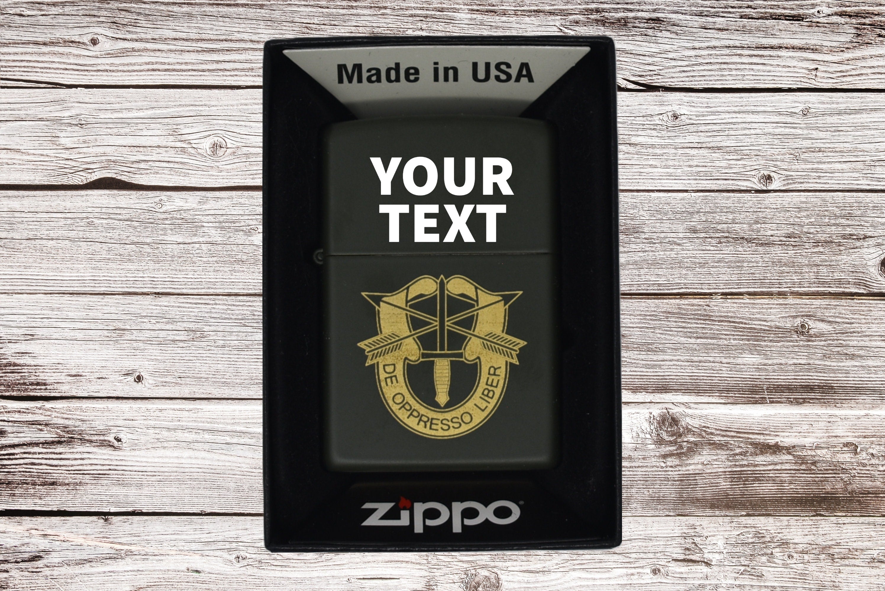 Custom Personalized US Army Special Forces Green Zippo, Made in the USA Zippo Lighter, US Army Green Berets custom lighter, Army Gift