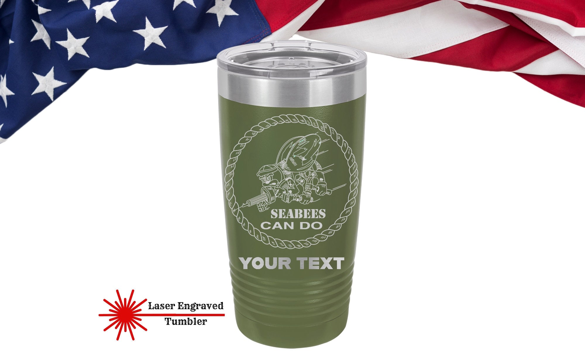 US Navy Seabees Tumbler, Personalized Tumbler, We Build We Fight Tumblers, Seabees Can Cooler, Navy Veteran, Navy Chief