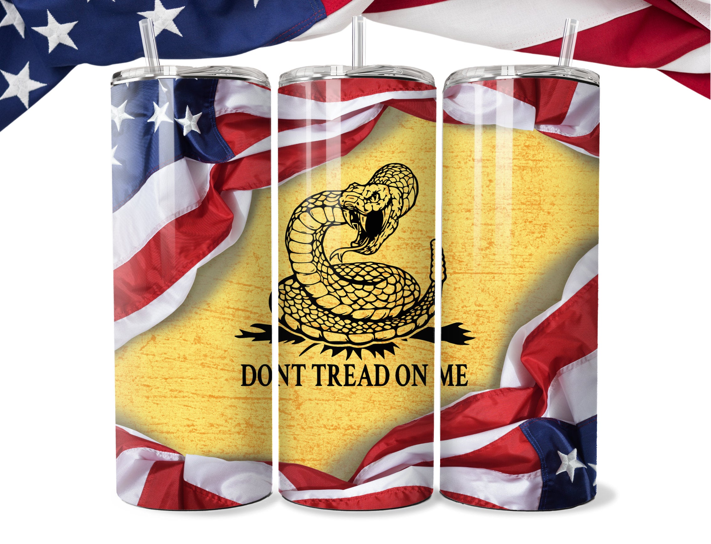 Patriotic Don't tread on me Gadsden Snake 20oz Tumbler, Patriotic Gift, gift for him and her, Gadsden Snake travel mug, Patriots Gift, Rattlesnake Tumbler